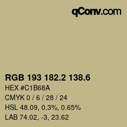 カラーコード: RGB 193 182.2 138.6 | qconv.com