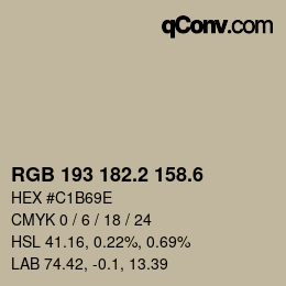 カラーコード: RGB 193 182.2 158.6 | qconv.com