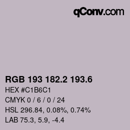 カラーコード: RGB 193 182.2 193.6 | qconv.com