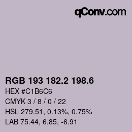 カラーコード: RGB 193 182.2 198.6 | qconv.com