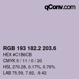 カラーコード: RGB 193 182.2 203.6 | qconv.com