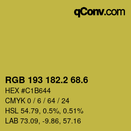 カラーコード: RGB 193 182.2 68.6 | qconv.com