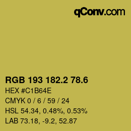 カラーコード: RGB 193 182.2 78.6 | qconv.com