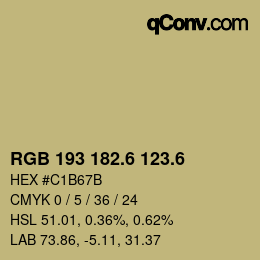 カラーコード: RGB 193 182.6 123.6 | qconv.com