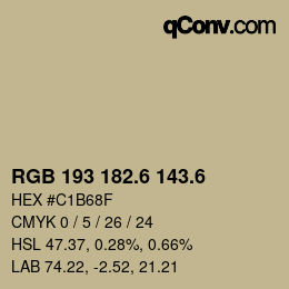 カラーコード: RGB 193 182.6 143.6 | qconv.com