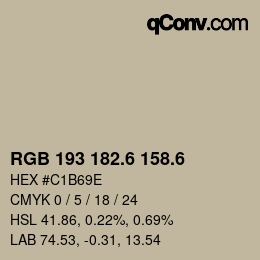 カラーコード: RGB 193 182.6 158.6 | qconv.com
