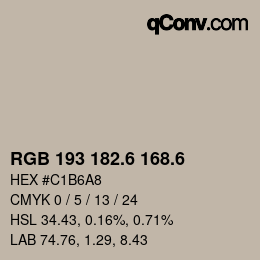 カラーコード: RGB 193 182.6 168.6 | qconv.com