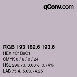 カラーコード: RGB 193 182.6 193.6 | qconv.com