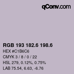 カラーコード: RGB 193 182.6 198.6 | qconv.com