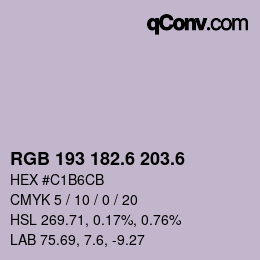 カラーコード: RGB 193 182.6 203.6 | qconv.com