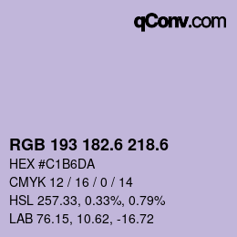 カラーコード: RGB 193 182.6 218.6 | qconv.com