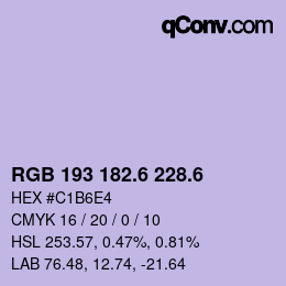 カラーコード: RGB 193 182.6 228.6 | qconv.com