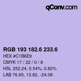 カラーコード: RGB 193 182.6 233.6 | qconv.com