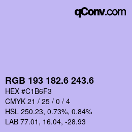 カラーコード: RGB 193 182.6 243.6 | qconv.com