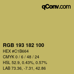 颜色代码: RGB 193 182 100 | qconv.com