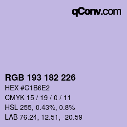 颜色代码: RGB 193 182 226 | qconv.com
