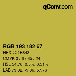 Color code: RGB 193 182 67 | qconv.com