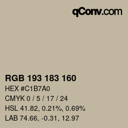 Color code: RGB 193 183 160 | qconv.com