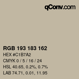 Color code: RGB 193 183 162 | qconv.com