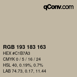 カラーコード: RGB 193 183 163 | qconv.com