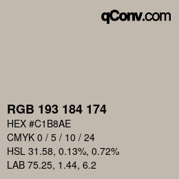 颜色代码: RGB 193 184 174 | qconv.com