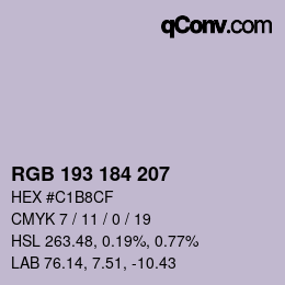 カラーコード: RGB 193 184 207 | qconv.com