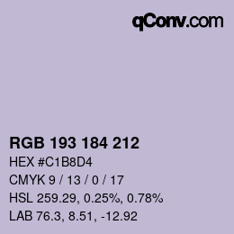 颜色代码: RGB 193 184 212 | qconv.com