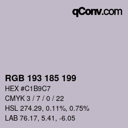 カラーコード: RGB 193 185 199 | qconv.com