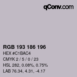 Color code: RGB 193 186 196 | qconv.com