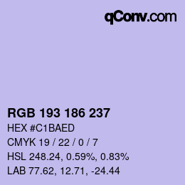 Color code: RGB 193 186 237 | qconv.com