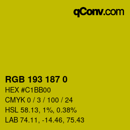 Color code: RGB 193 187 0 | qconv.com