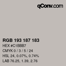 Code couleur: RGB 193 187 183 | qconv.com