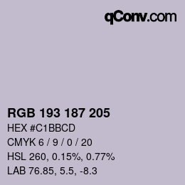 Color code: RGB 193 187 205 | qconv.com