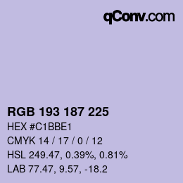 Color code: RGB 193 187 225 | qconv.com