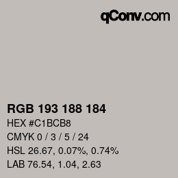颜色代码: RGB 193 188 184 | qconv.com