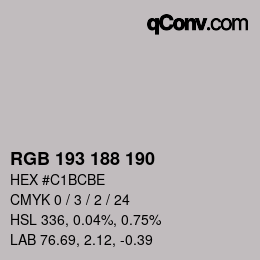 カラーコード: RGB 193 188 190 | qconv.com