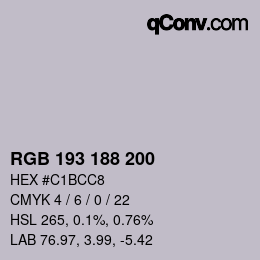 Color code: RGB 193 188 200 | qconv.com