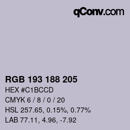 颜色代码: RGB 193 188 205 | qconv.com