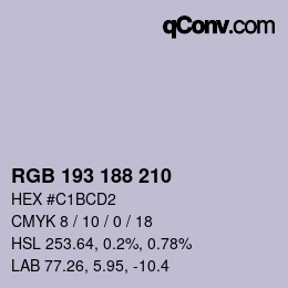 Color code: RGB 193 188 210 | qconv.com