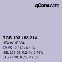 Code couleur: RGB 193 188 214 | qconv.com