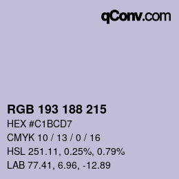 颜色代码: RGB 193 188 215 | qconv.com