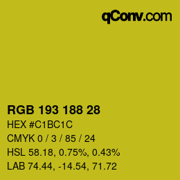 Color code: RGB 193 188 28 | qconv.com