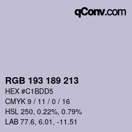 カラーコード: RGB 193 189 213 | qconv.com