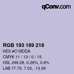 カラーコード: RGB 193 189 218 | qconv.com