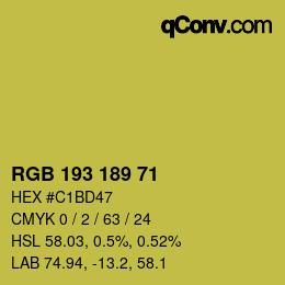 カラーコード: RGB 193 189 71 | qconv.com