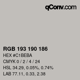 Farbcode: RGB 193 190 186 | qconv.com