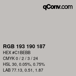 Color code: RGB 193 190 187 | qconv.com