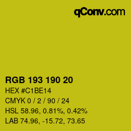 颜色代码: RGB 193 190 20 | qconv.com