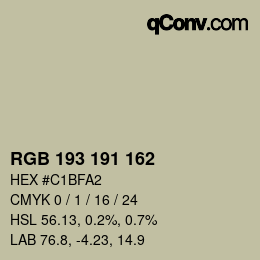 Farbcode: RGB 193 191 162 | qconv.com