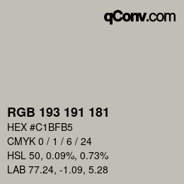 Color code: RGB 193 191 181 | qconv.com